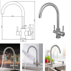Osmosearmatur 3-vejs HALIFAX rustfrit stl hjglans