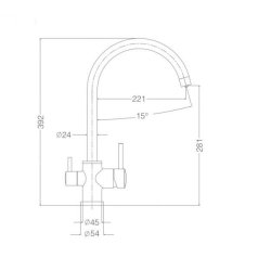 Osmosearmatur 3-vejs VANCOUVER mat brstet rustfrit stl
