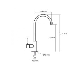Osmosearmatur 1-vejs NEO i rustfrit mat brstet stl